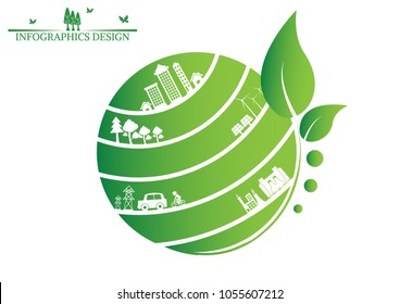 Ecology connection  concept background . Vector infographic illustration