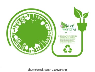 Ecology connection  concept background . Vector infographic illustration
