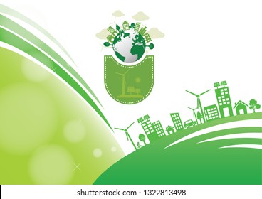 Ecology connection  concept background . Vector infographic illustration