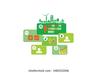 Ecology connection  concept background . Vector infographic illustration