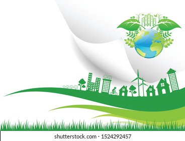 Ecology connection  concept background . Vector infographic illustration