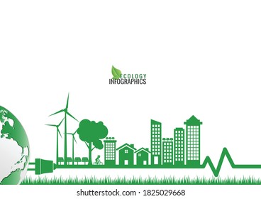 Ecology connection  concept background . Vector infographic illustration