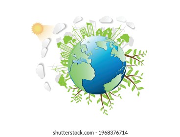 Ecology connection  concept background . Vector infographic illustration