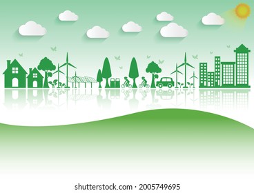 Ecology connection  concept background . Vector infographic illustration