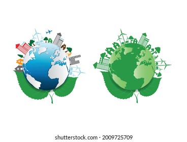 Ecology connection  concept background . Vector infographic illustration