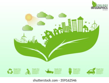 Ecology connection concept background .Vector 
infographic illustration
