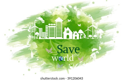 Ecology connection concept background . Vector infographic illustration