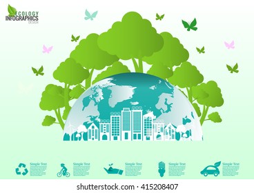 Ecology connection  concept background . Vector infographic 
illustration
