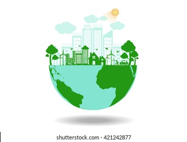 Ecology connection  concept background . Vector infographic 
illustration