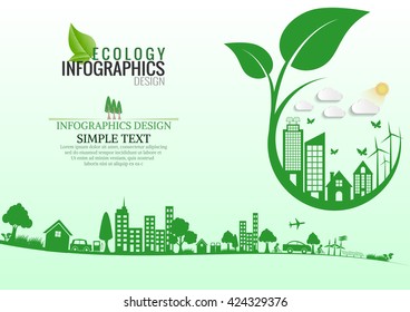 Ecology connection  concept background . Vector infographic illustration