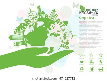 Ecology connection  concept background . Vector infographic illustration