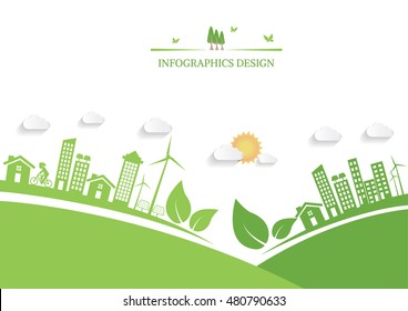 Ecology connection  concept background . Vector infographic illustration