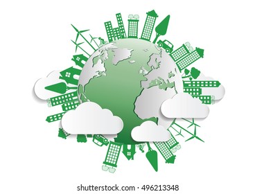 Ecology connection  concept background . Vector infographic illustration