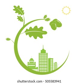 Ecology connection concept background . Vector infographic illustration