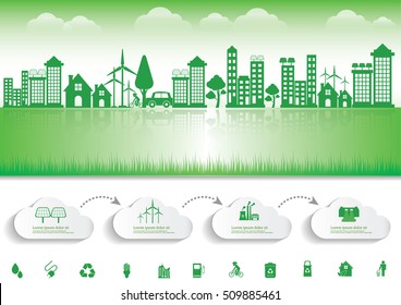 Ecology connection  concept background . Vector infographic illustration