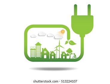 Ecology connection  concept background . Vector infographic illustration