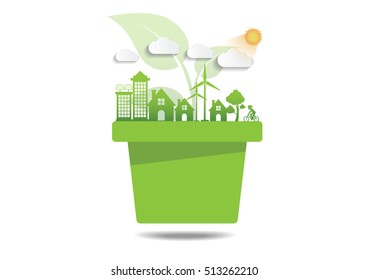 Ecology connection  concept background . Vector infographic illustration
