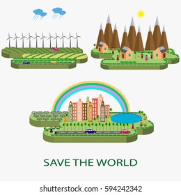 Ecology connection concept background . Vector infographic illustration.