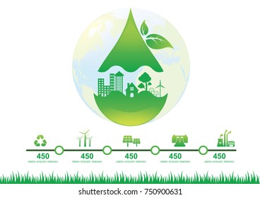 Ecology connection  concept background . Vector infographic illustration