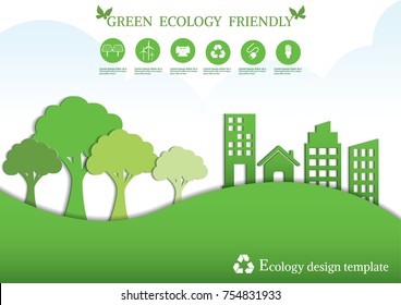 Ecology connection  concept background . Vector infographic illustration