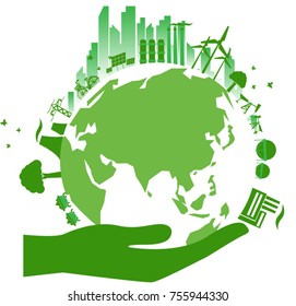 Ecology connection concept background . Vector illustration