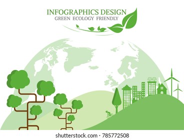 Ecology connection  concept background . Vector infographic illustration
