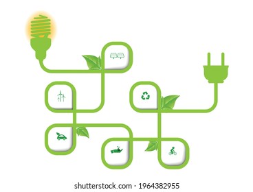 Ecology connection electrical plug concept background . Vector infographic illustration