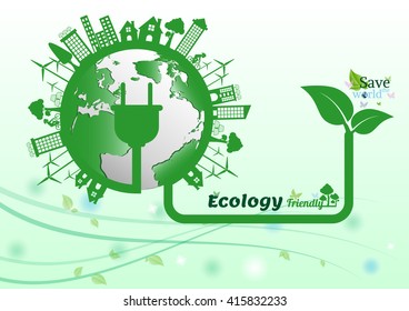 Ecology connection electrical plug concept background . Vector infographic illustration