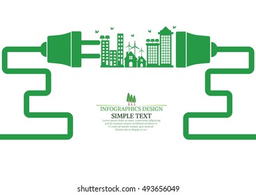 Ecology connection electrical plug concept background . Vector infographic illustration