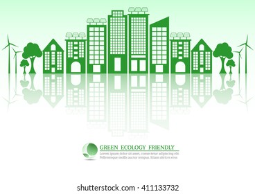 Ecology connection green city concept background . Vector 
infographic illustration