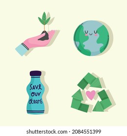 ecology conscience and recycle icons