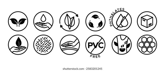 Ecology conservation eco friendly save world vector symbols. Set of icons.