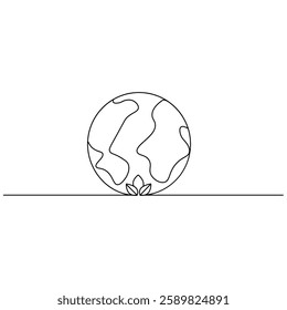The ecology of a continuous one-line drawing of isolated outline vector art with sustainability