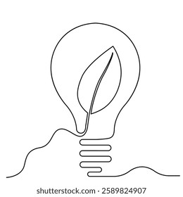 The ecology of a continuous one-line drawing of isolated outline vector art with sustainability