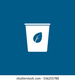 Ecology Cup With Leaf Flat Icon On Blue Background