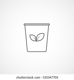Ecology Cup With Leaf Line Icon On White Background