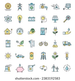 Ecology day icon set. Outline set of ecology day vector icons thin line color flat on white