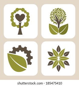Ecology design over beige background, vector illustration