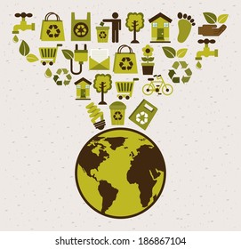 Ecology design over beige background, vector illustration