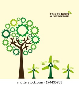 Ecology design over beige background, vector illustration