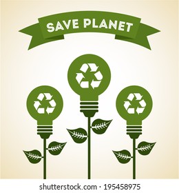 Ecology design over beige background, vector illustration