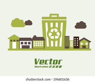 Ecology design over beige background, vector illustration