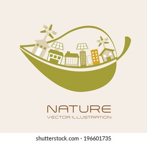 Ecology design over beige background, vector illustration