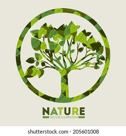 Ecology design over beige background, vector illustration