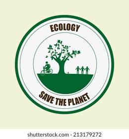 Ecology design over beige background, vector illustration