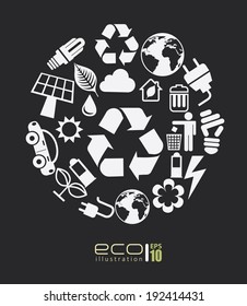 Ecology design over black background, vector illustration,