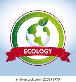 Ecology design over blue background, vector illustration