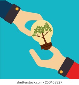 Ecology design over blue background, vector illustration.