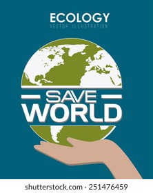 Ecology design over blue background, vector illustration.