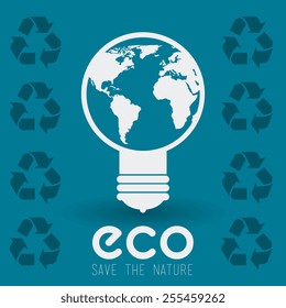 Ecology design over blue background, vector illustration.
